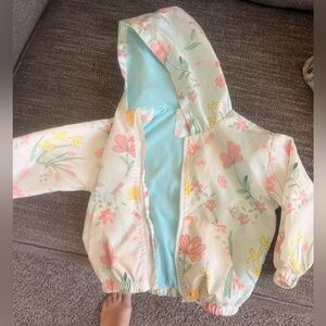 Kids Hooded Floral Windbreaker Jacket - Pastel Floral Print
